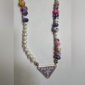 Prada pendant multi color necklace